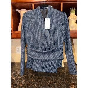 The Fold Belleville Top Jacquard Blue Top Size 8
